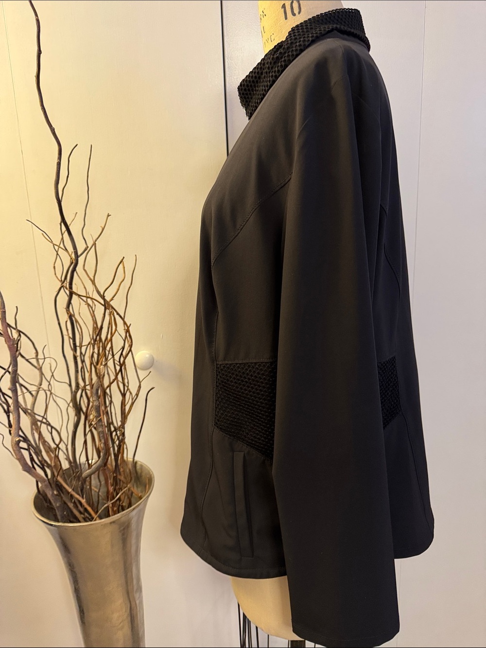 Chico’s Black Zip-Front Bomber Jacket with Knit Collar - Picture 3 of 7